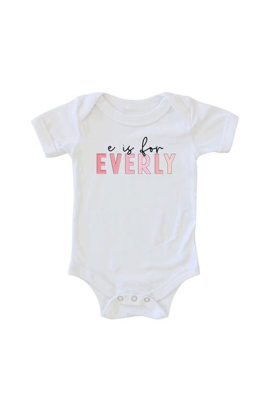 Personalized Pink Name Graphic Bodysuit | White